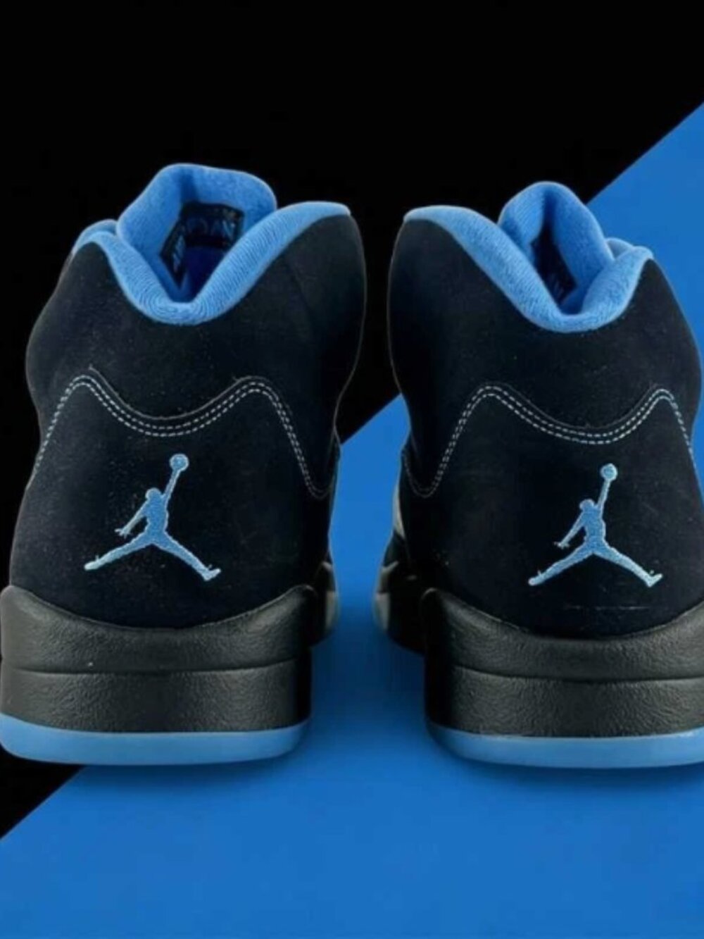 New Nike Air Jordan 5 Retro Black University Blue - Picture 5 of 6